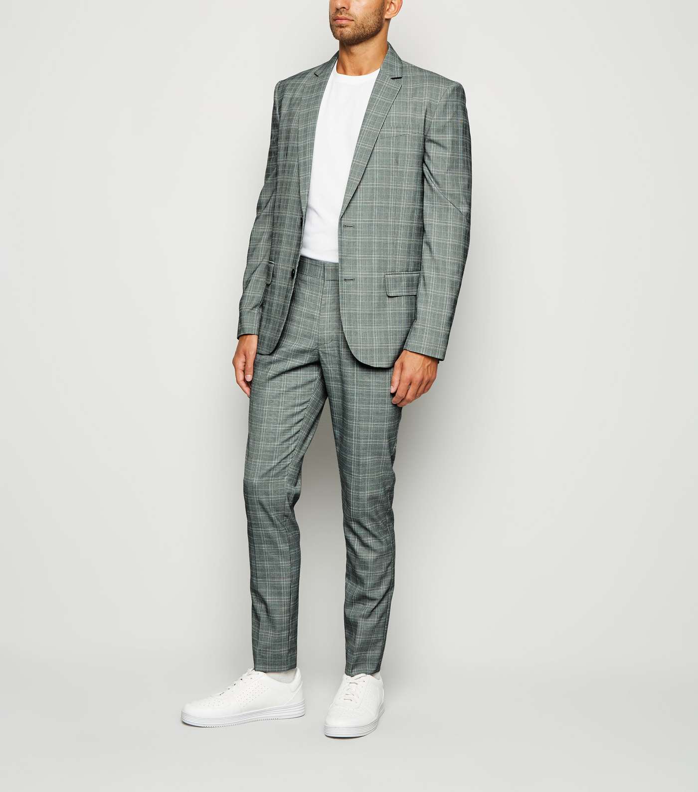 Pale Grey Check Suit Jacket Image 5