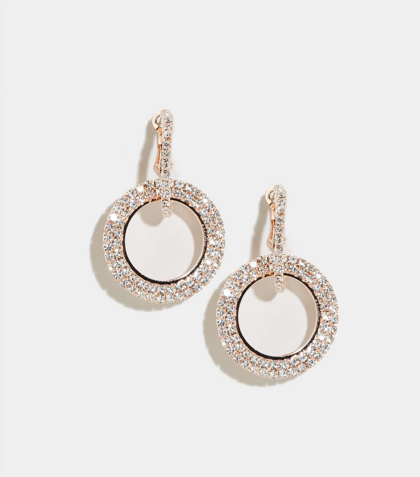 Rose Gold Premium Diamanté Circle Earrings