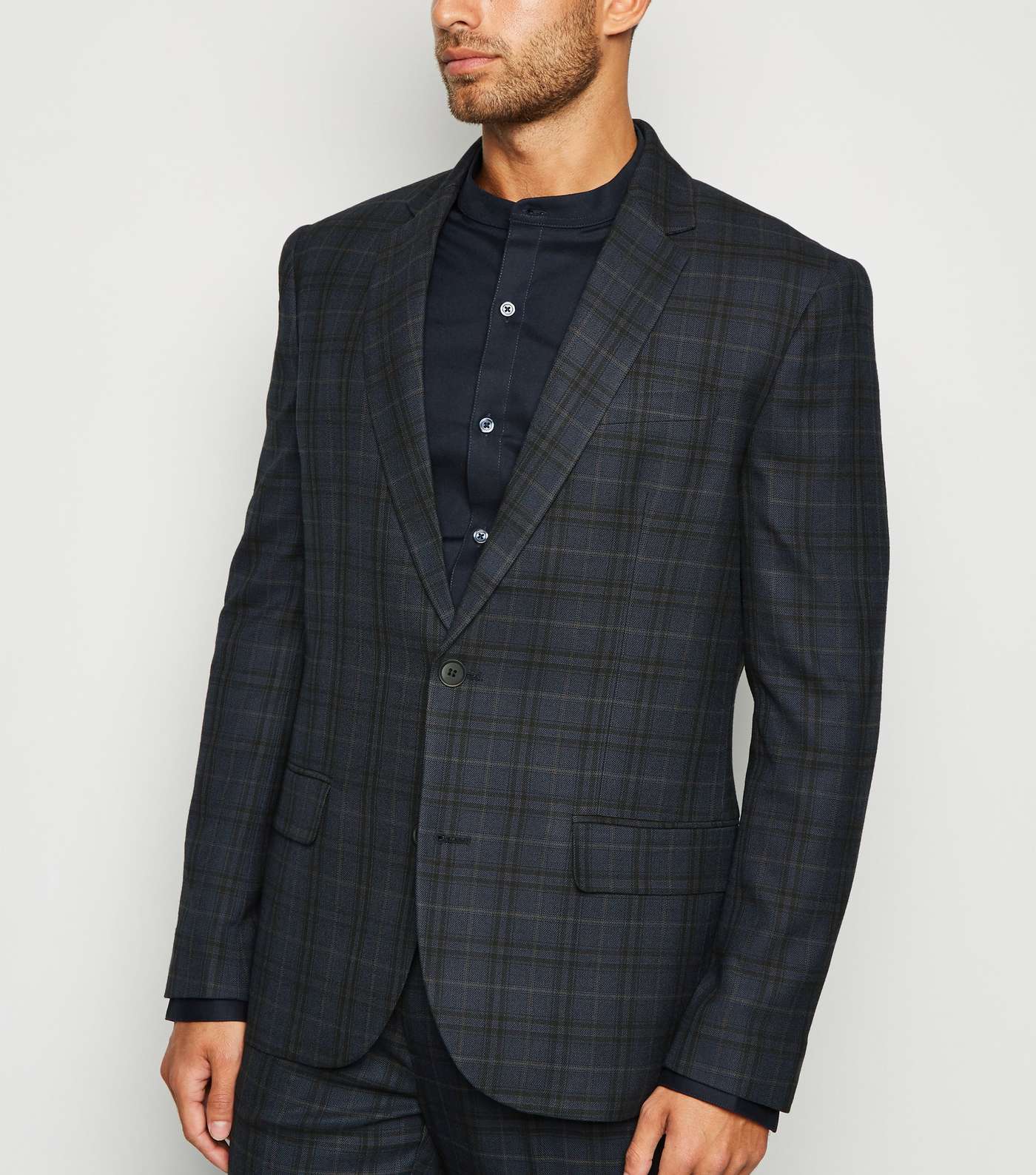 Navy Check Suit Jacket