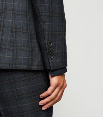 navy check suit jacket