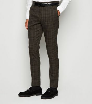 Ted Baker Slim Fit Light Grey Blue Check Suit Trousers