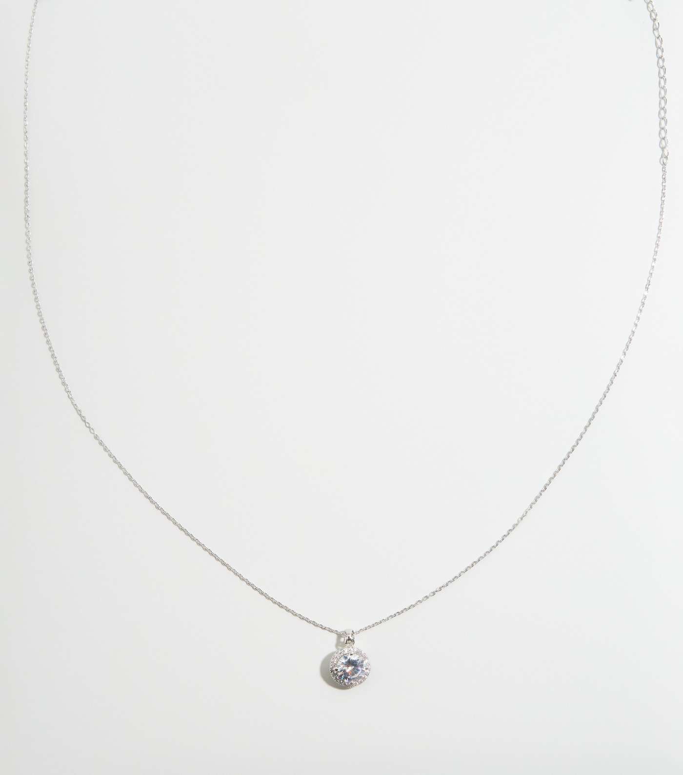 Silver Round Cubic Zirconia Pendant Necklace