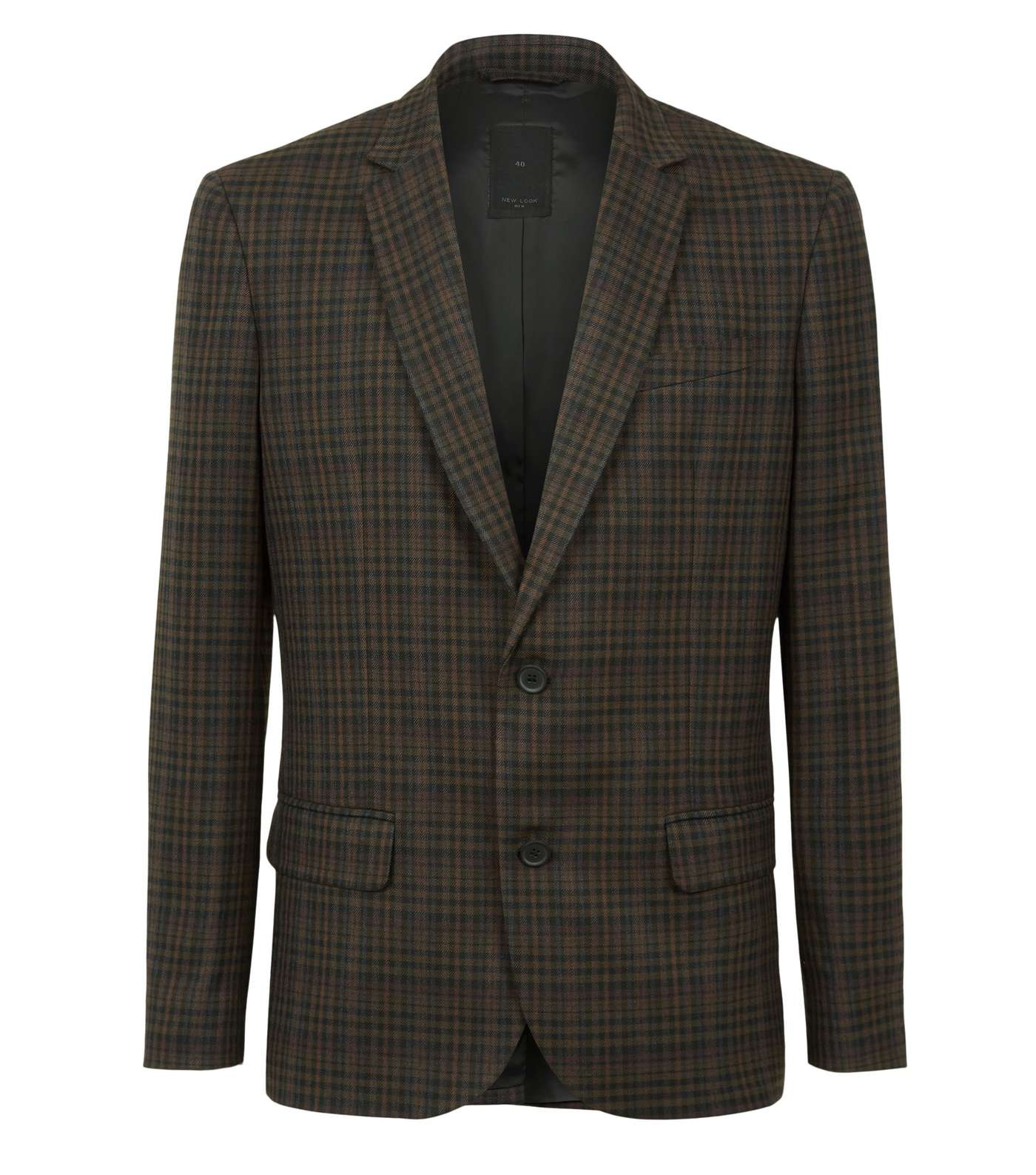 Dark Brown Check Suit Jacket Image 4
