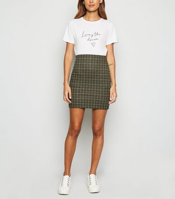 Khaki Check Mini Tube Skirt | New Look
