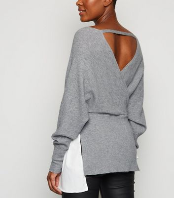 grey wrap jumper