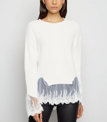 white lace jumper long sleeve