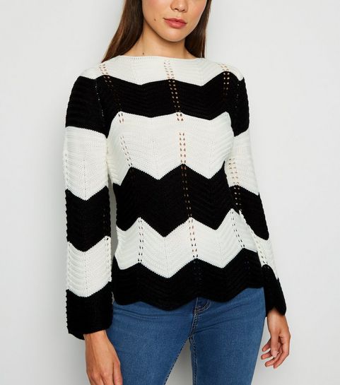 Black Chevron Colour Block Jumper