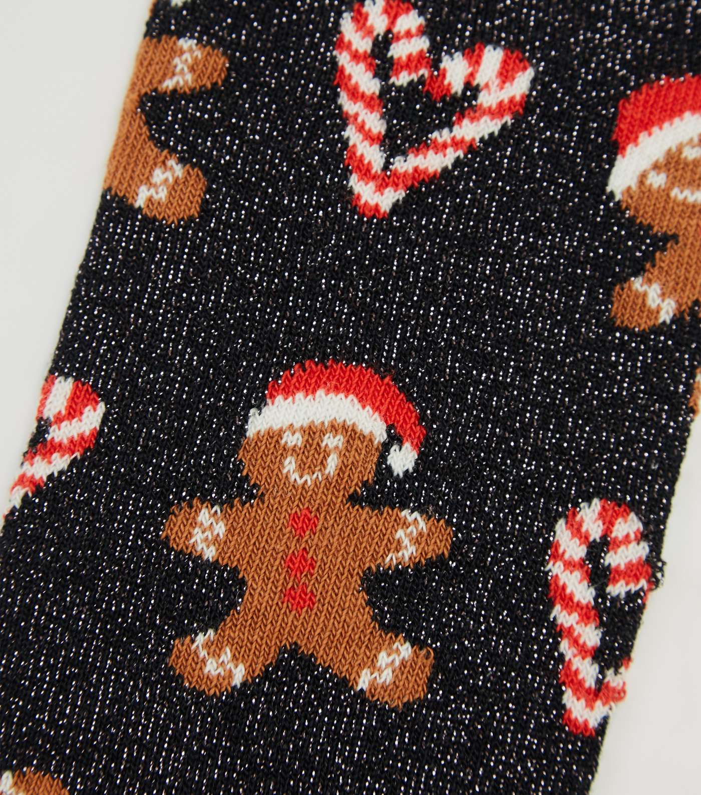 Black Glitter Gingerbread Christmas Socks Image 3