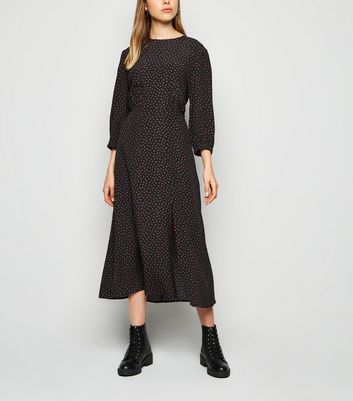 black split midi dress