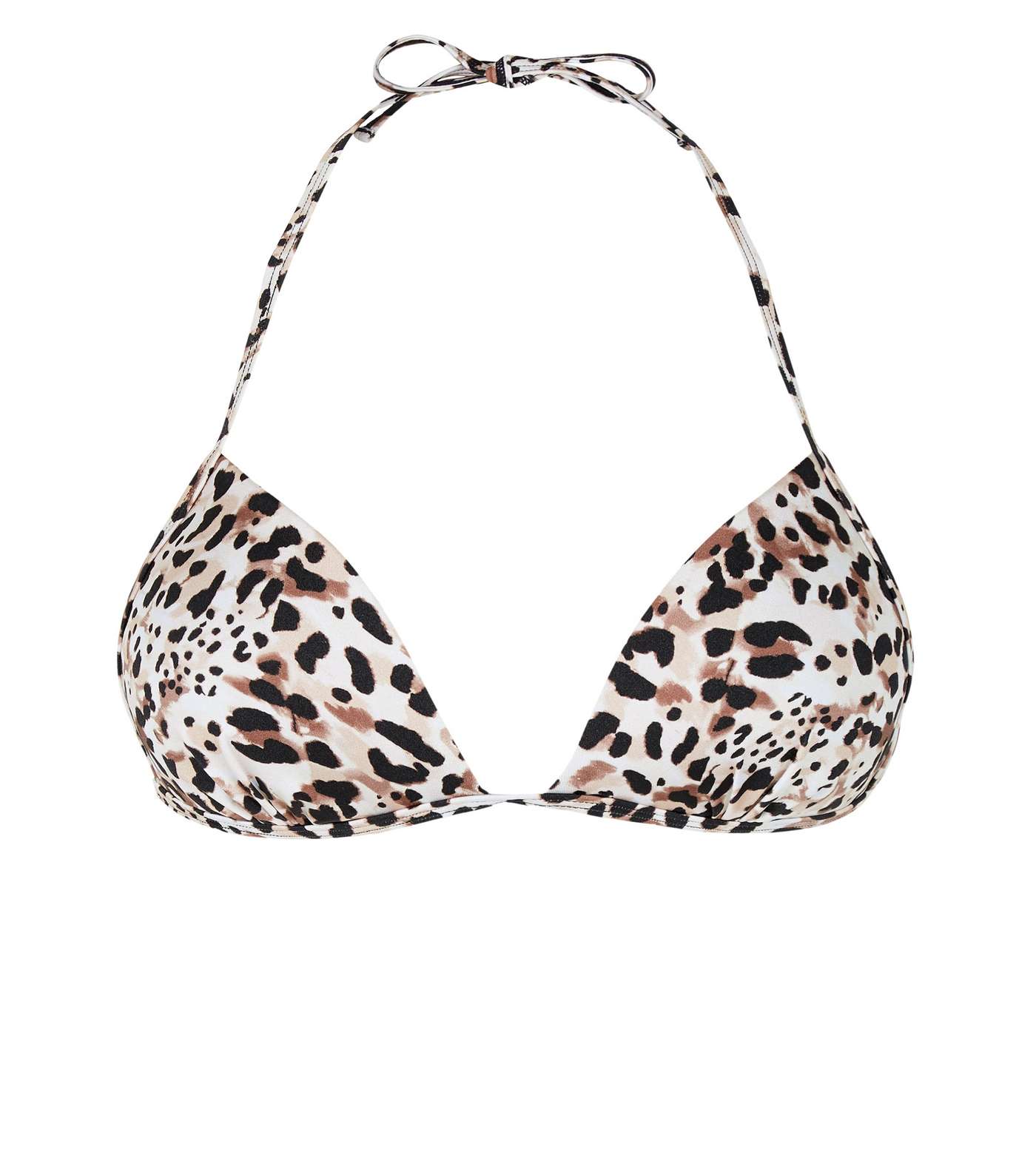 Brown Leopard Print Moulded Triangle Bikini Top Image 3