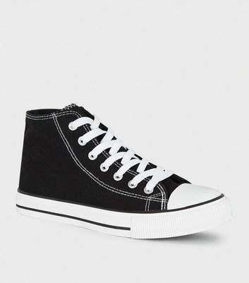 Black Canvas High Top Trainers | New Look
