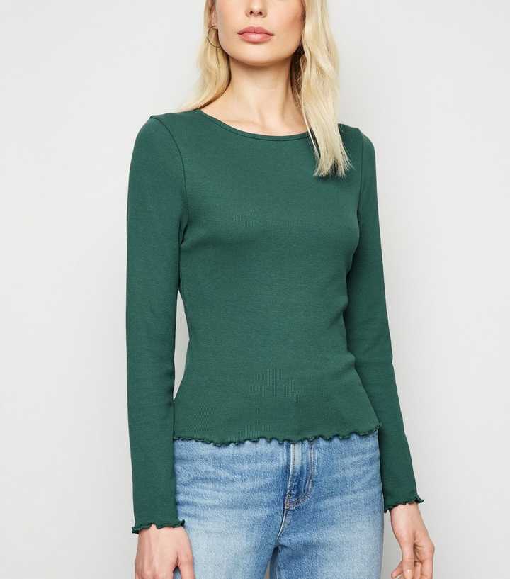 Teal Ribbed Long Sleeve Top