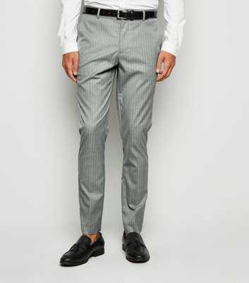 Pantalon de costume gris pâle à fines rayures