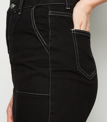 black contrast stitch jeans