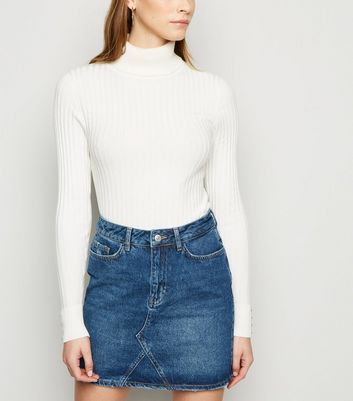 Blue Vintage Wash Denim Mom Skirt | New 