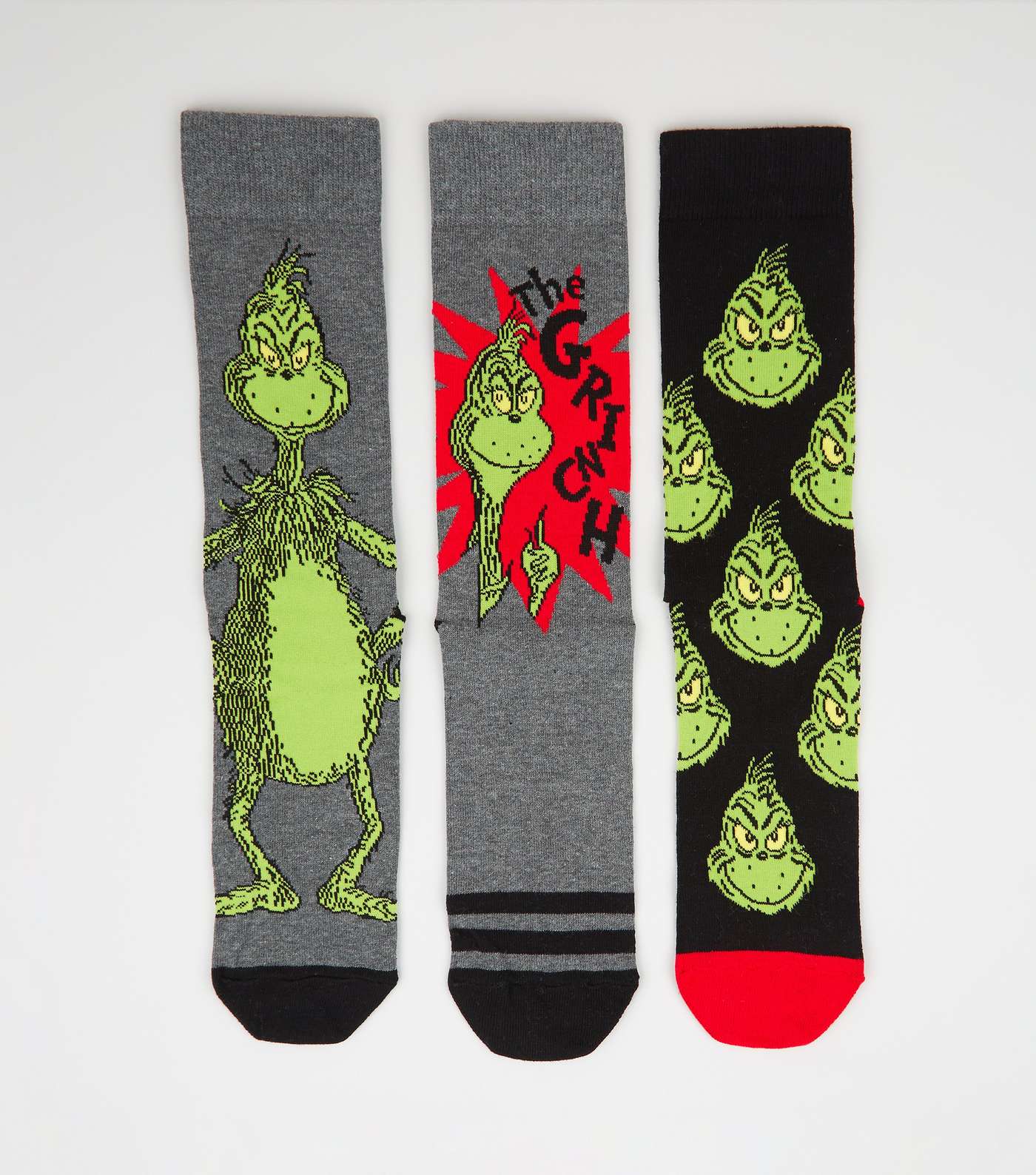 3 Pack Multicoloured Grinch Christmas Socks