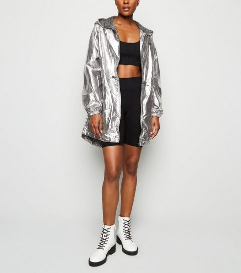 Urban Bliss Silver Metallic Hooded Jacket 