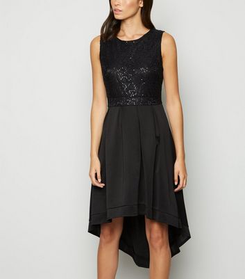 Black glitter dip hem dress sale