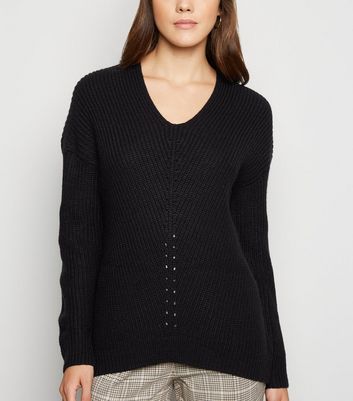 black v neck jumpers womens