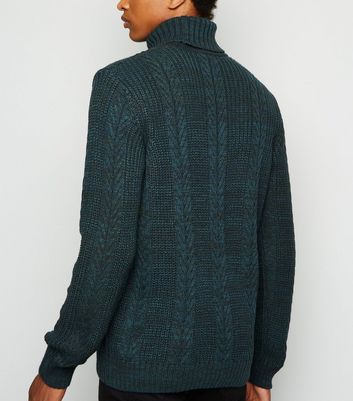 black cable knit roll neck jumper