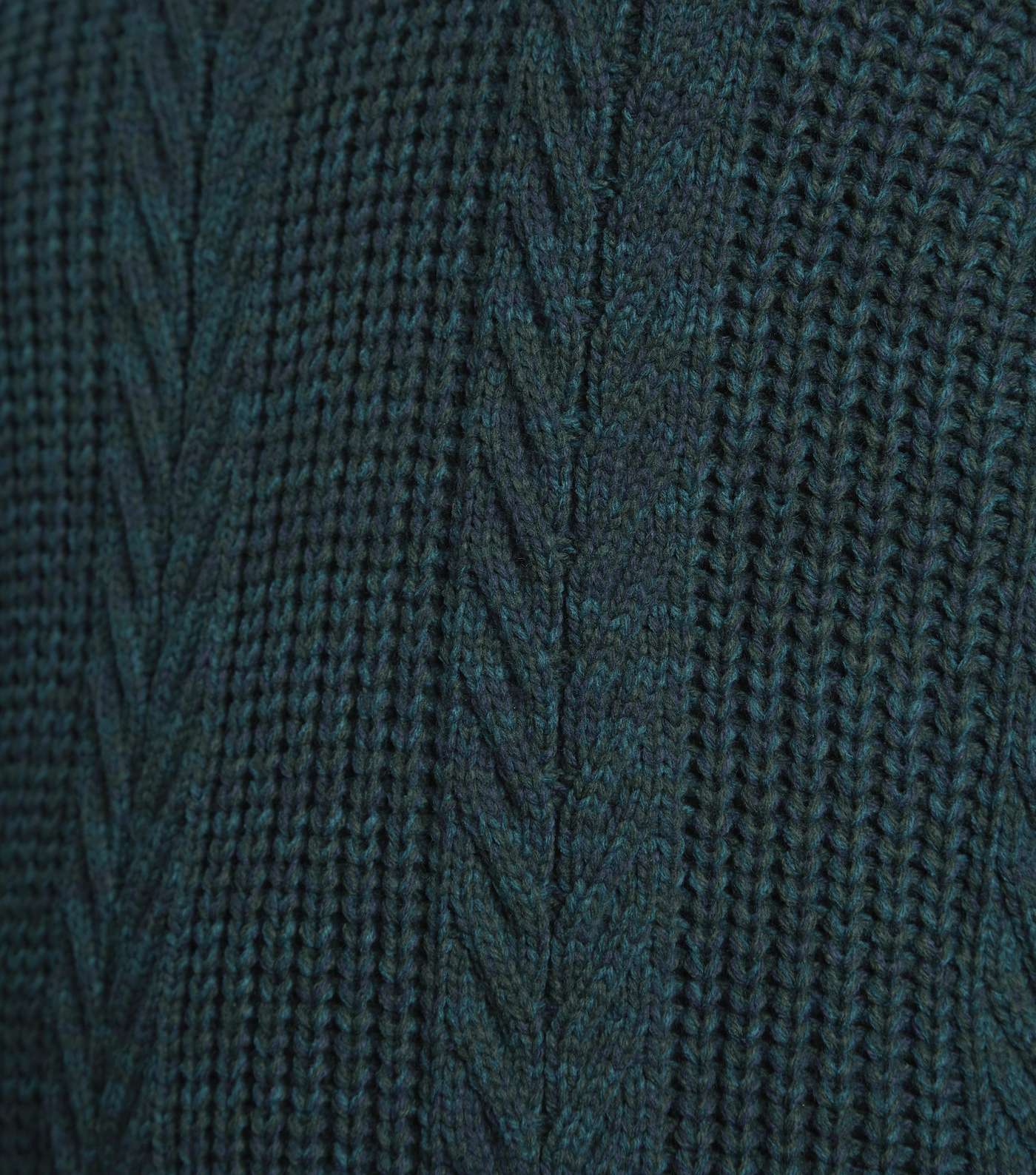 Dark Green Cable Knit Roll Neck Jumper Image 6