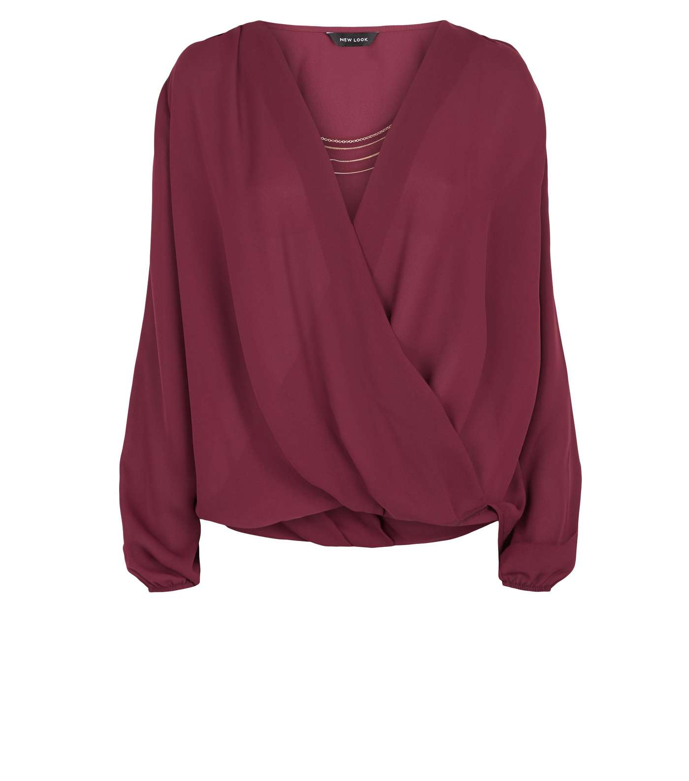 Burgundy Necklace Wrap Top Image 4