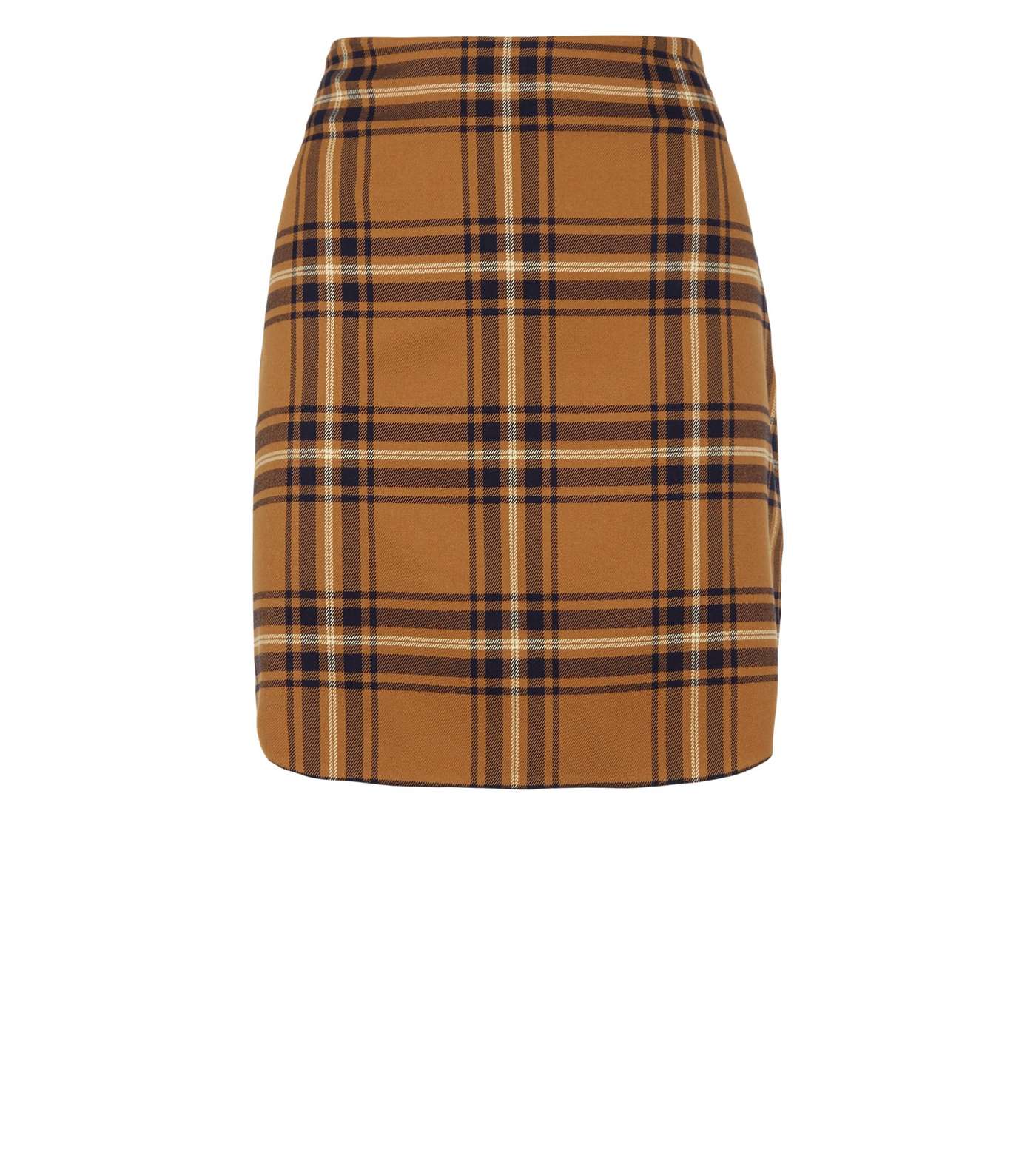 Brown Check A-Line Mini Skirt Image 4