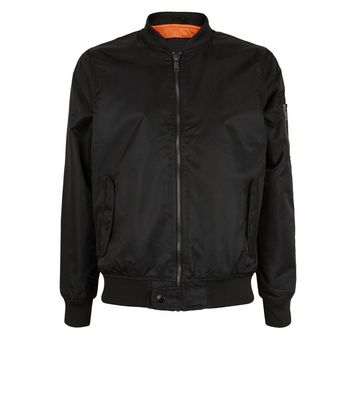 Black Nylon Bomber Jacket | New Look