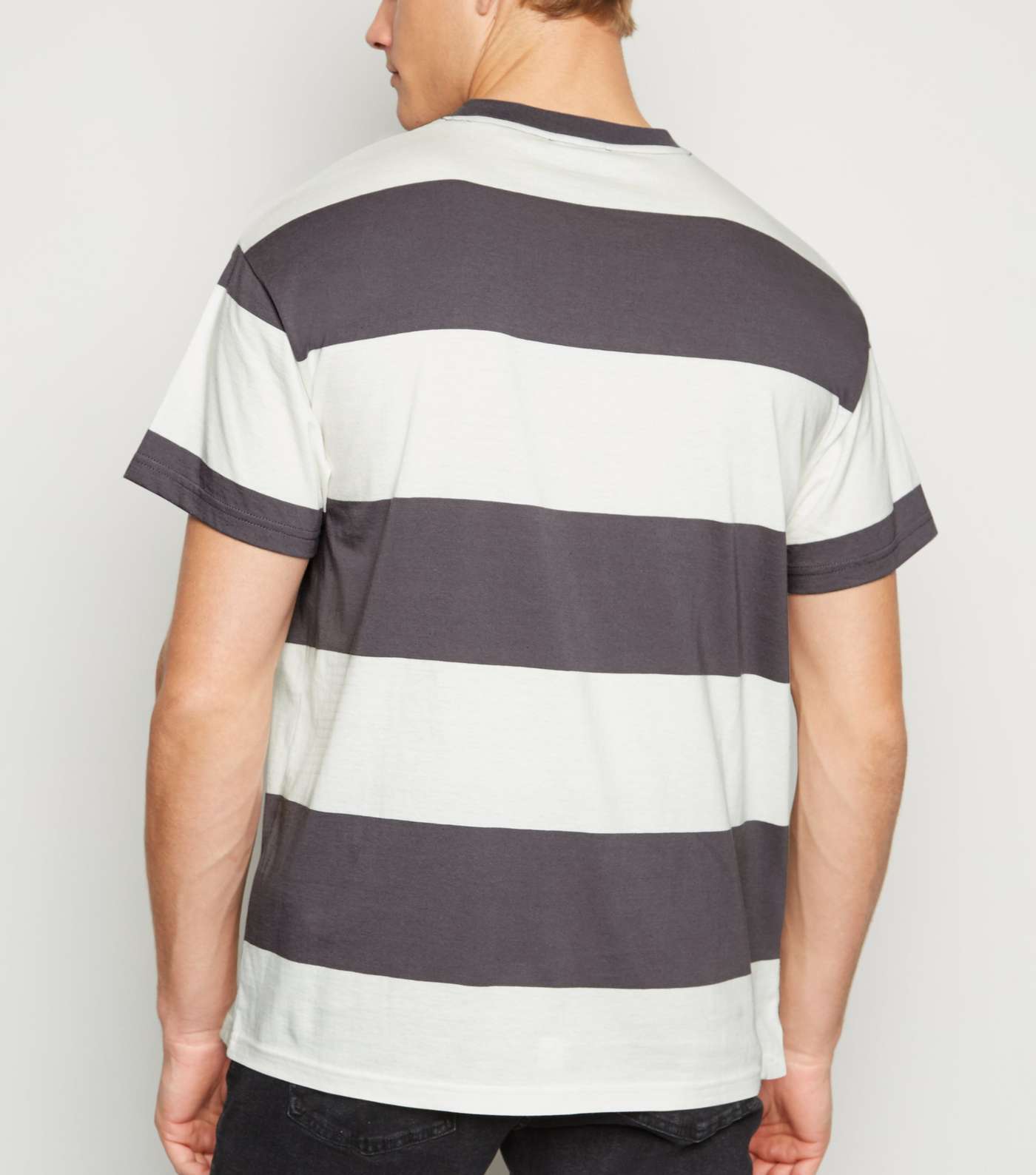 Dark Grey Stripe Short Sleeve T-Shirt Image 3