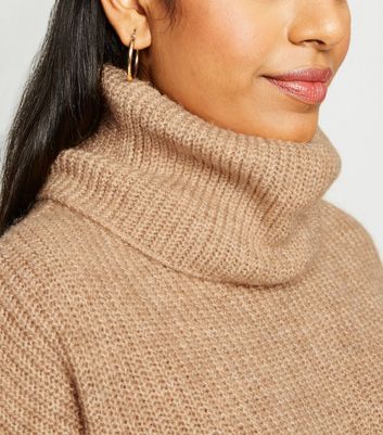 camel polo neck jumper womens