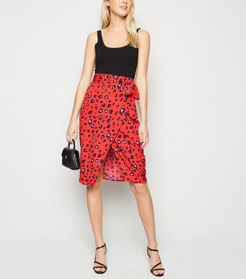 new look red leopard print skirt