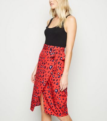 new look red leopard print skirt