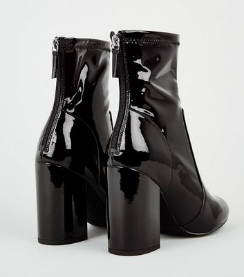 black patent heeled boots