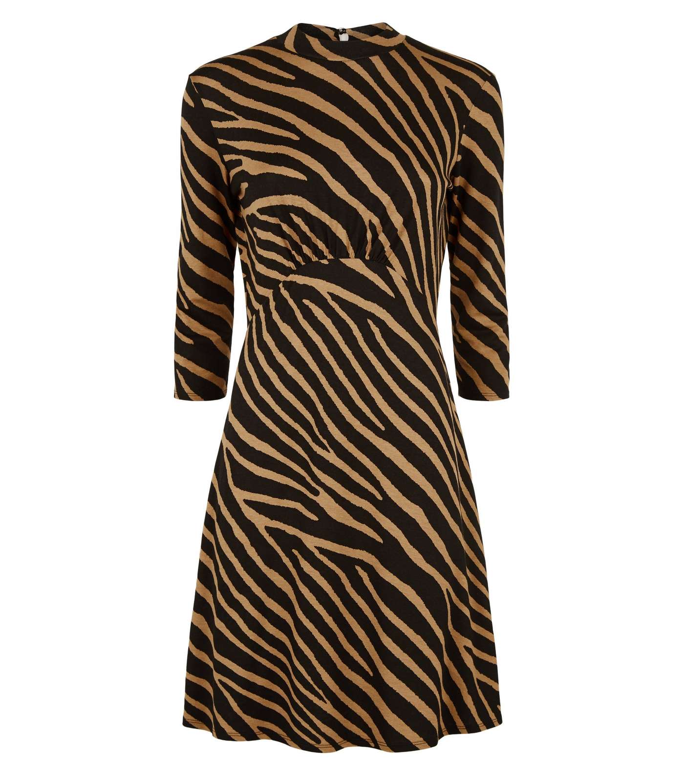 Brown Zebra Print High Neck Mini Dress Image 4