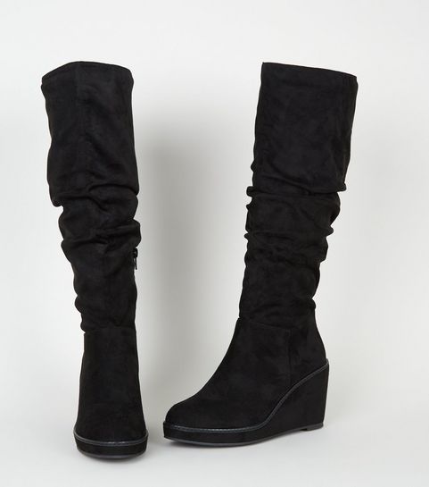 black over the knee boots new look