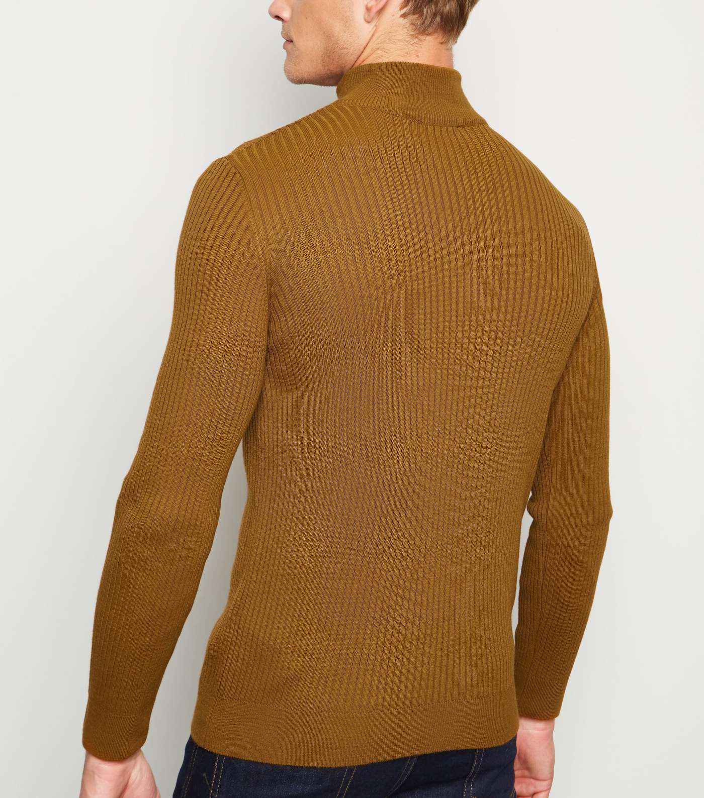 Rust Ribbed Muscle Fit Jumper Image 5
