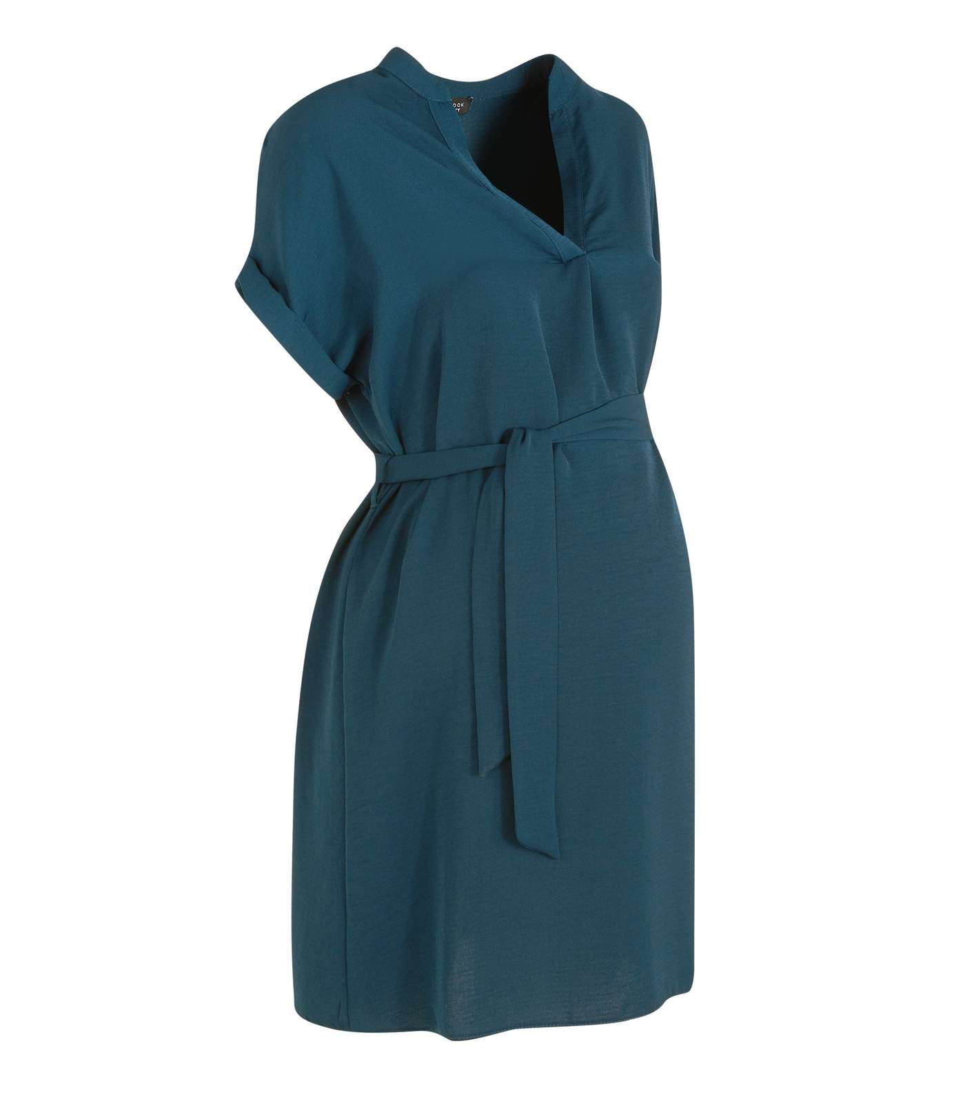 Maternity Teal Belted Tunic Dress