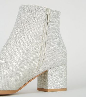 glitter block heel booties