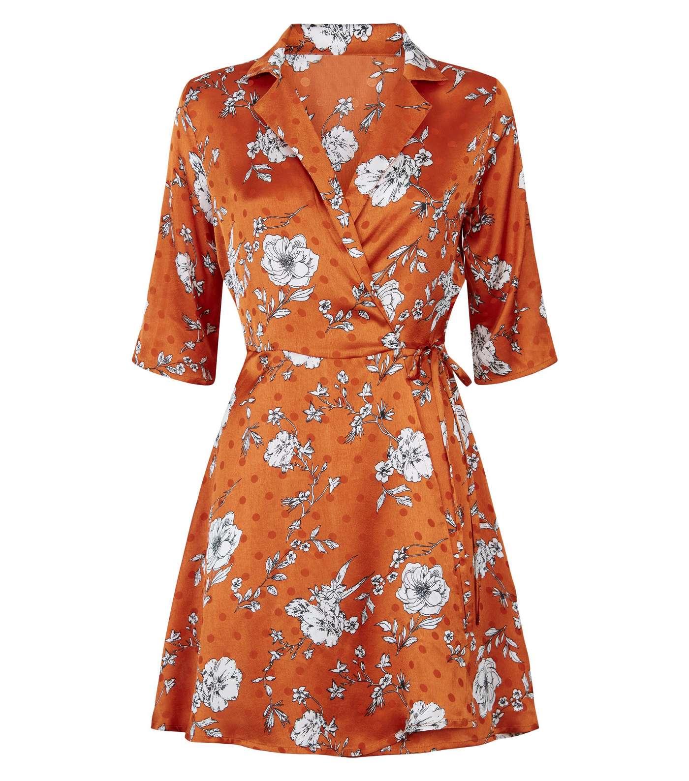 Blue Vanilla Rust Floral and Spot Dress Image 4