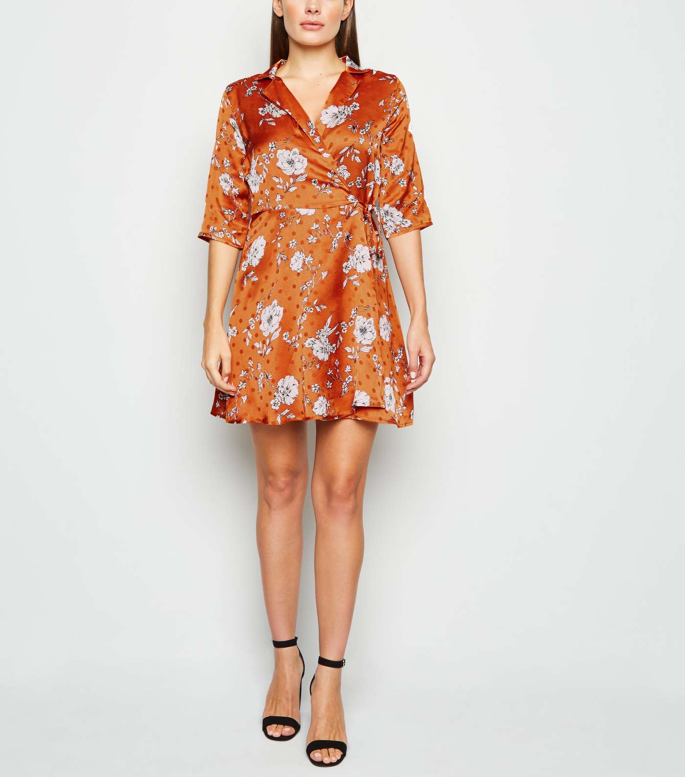 Blue Vanilla Rust Floral and Spot Dress Image 2