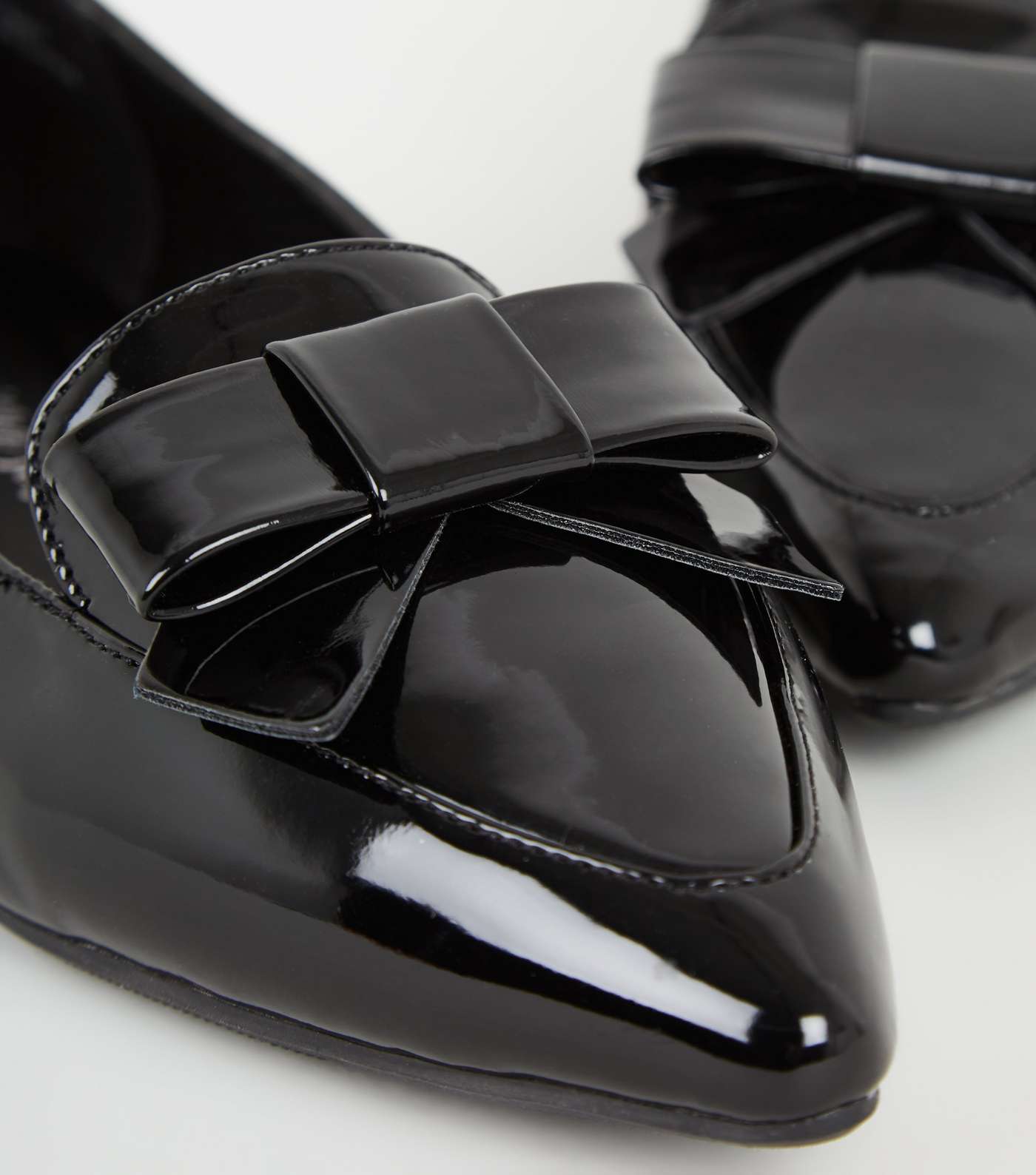 Black Patent Bow Pointed Toe Loafers Image 4