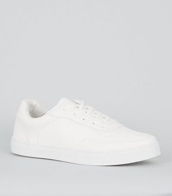 new look white leather trainers