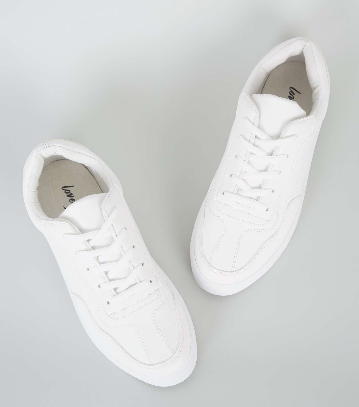 White Leather-Look Trainers Image 4