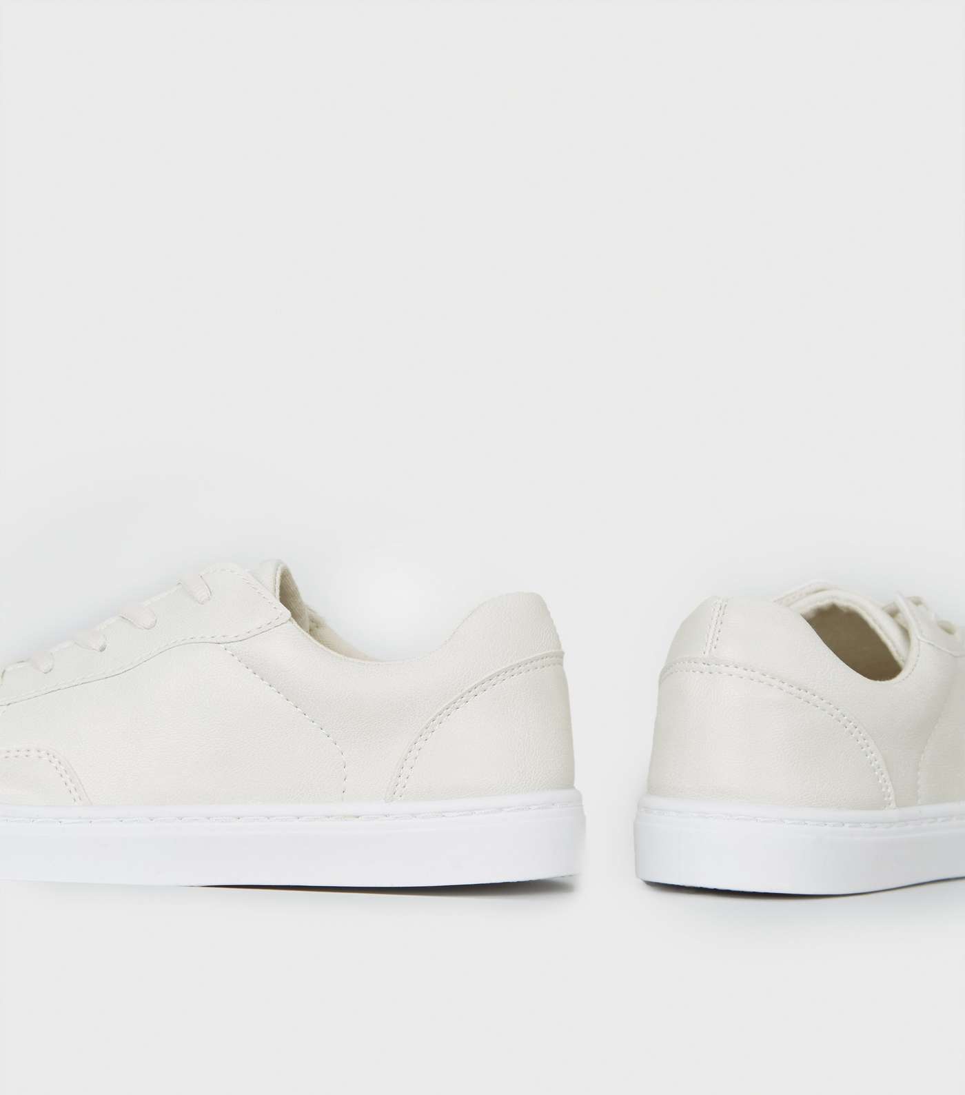 Off White Leather-Look Trainers Image 4
