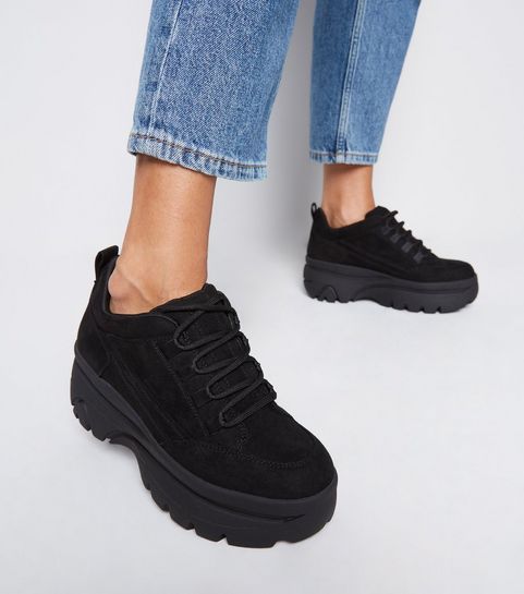 black leather plimsolls ladies