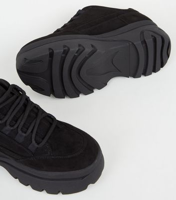 black chunky lace up trainers