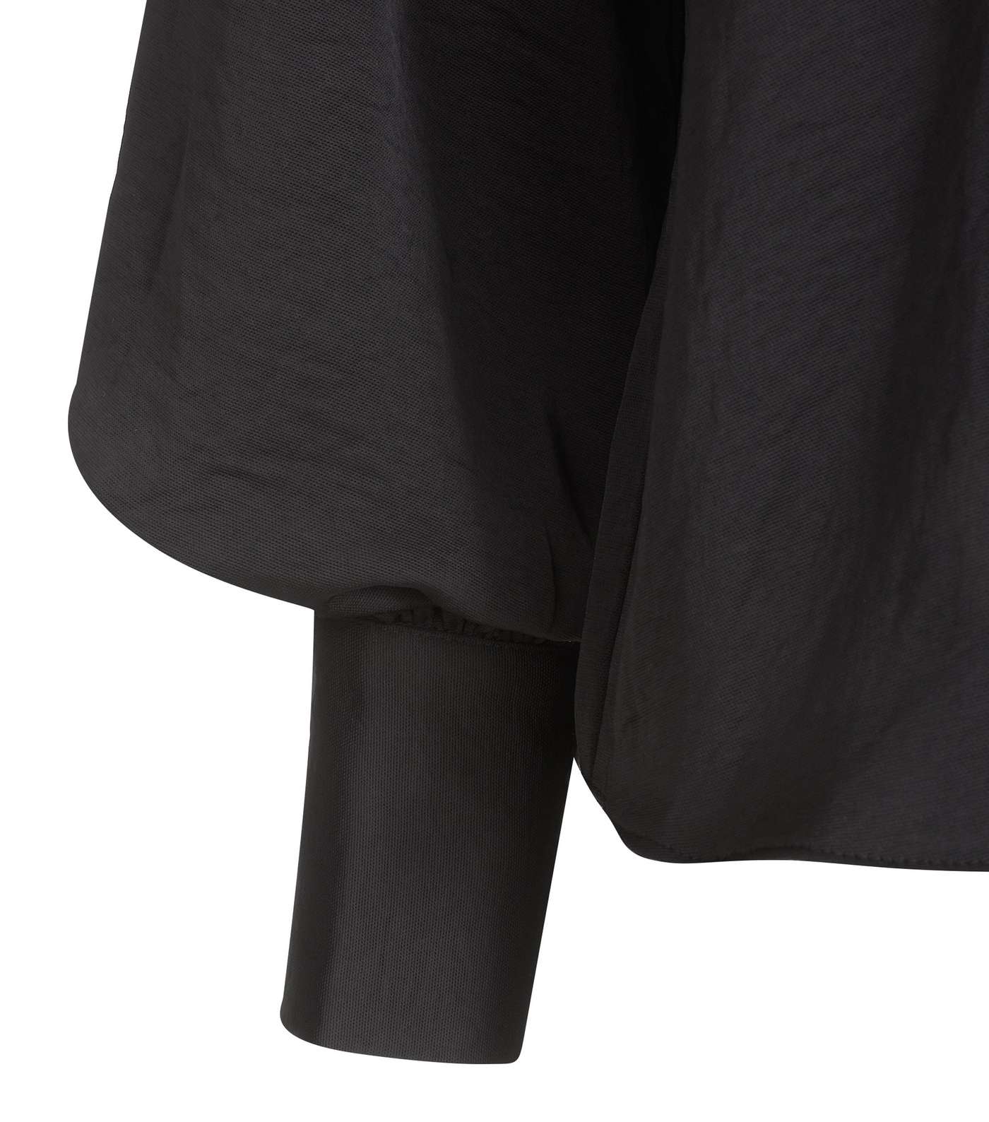 Black Satin Puff Sleeve Blouse Image 3