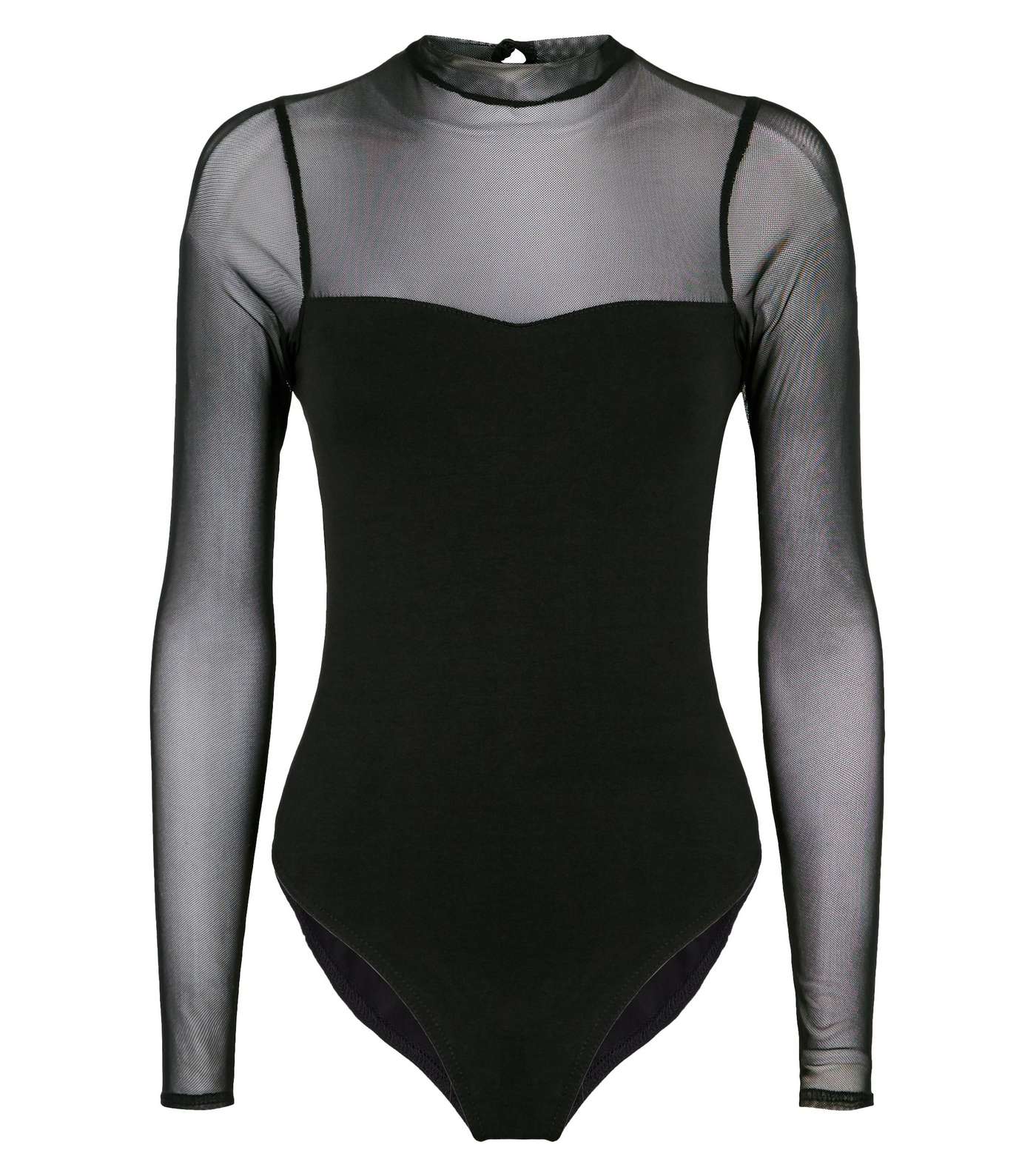 Black Mesh Panel Bodysuit Image 4