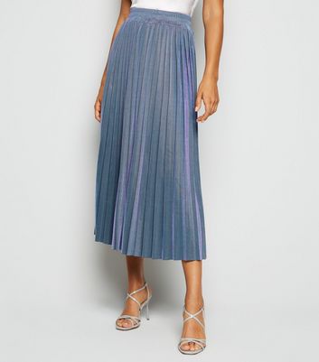 new look blue pleated skirt