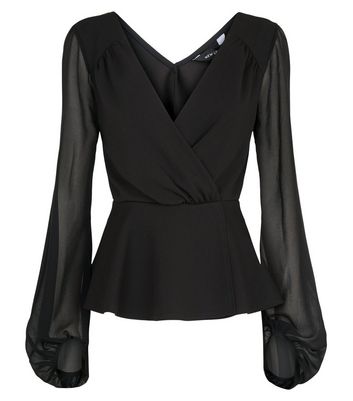 Black chiffon sales wrap top